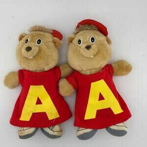 Vintage 1987 Burger King Alvin Set of 2 Plush Animation Collectible